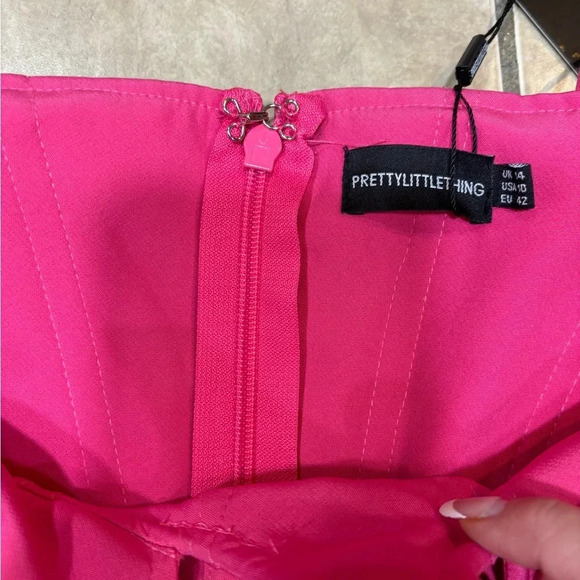 NWT Pretty Little Things Hot Pink Corset Bodycon Dress Size 10 - Picture 8 of 9